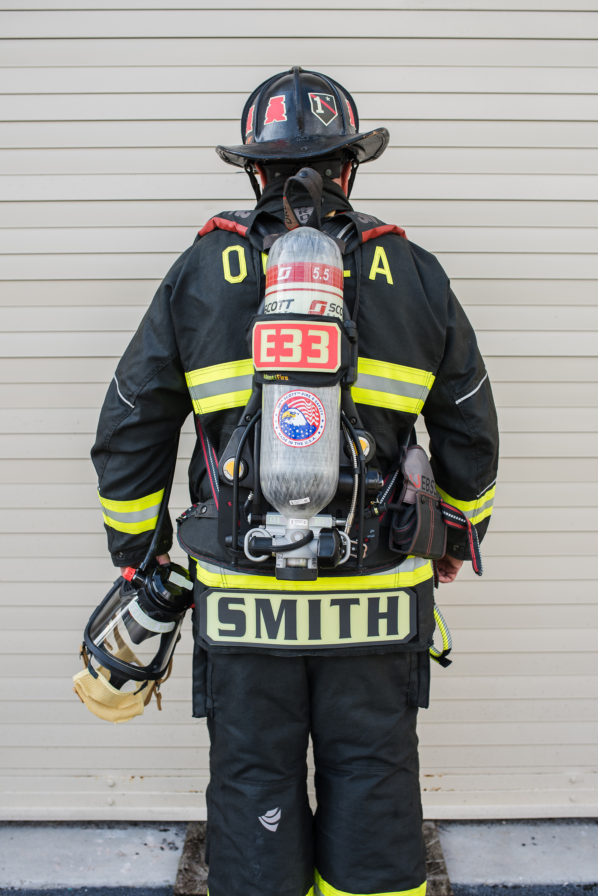 fdny bunker gear IdentiFire Bunker Coat Drop Down Name Tag Black / Inverted ( Glow Letters with Reflective background)